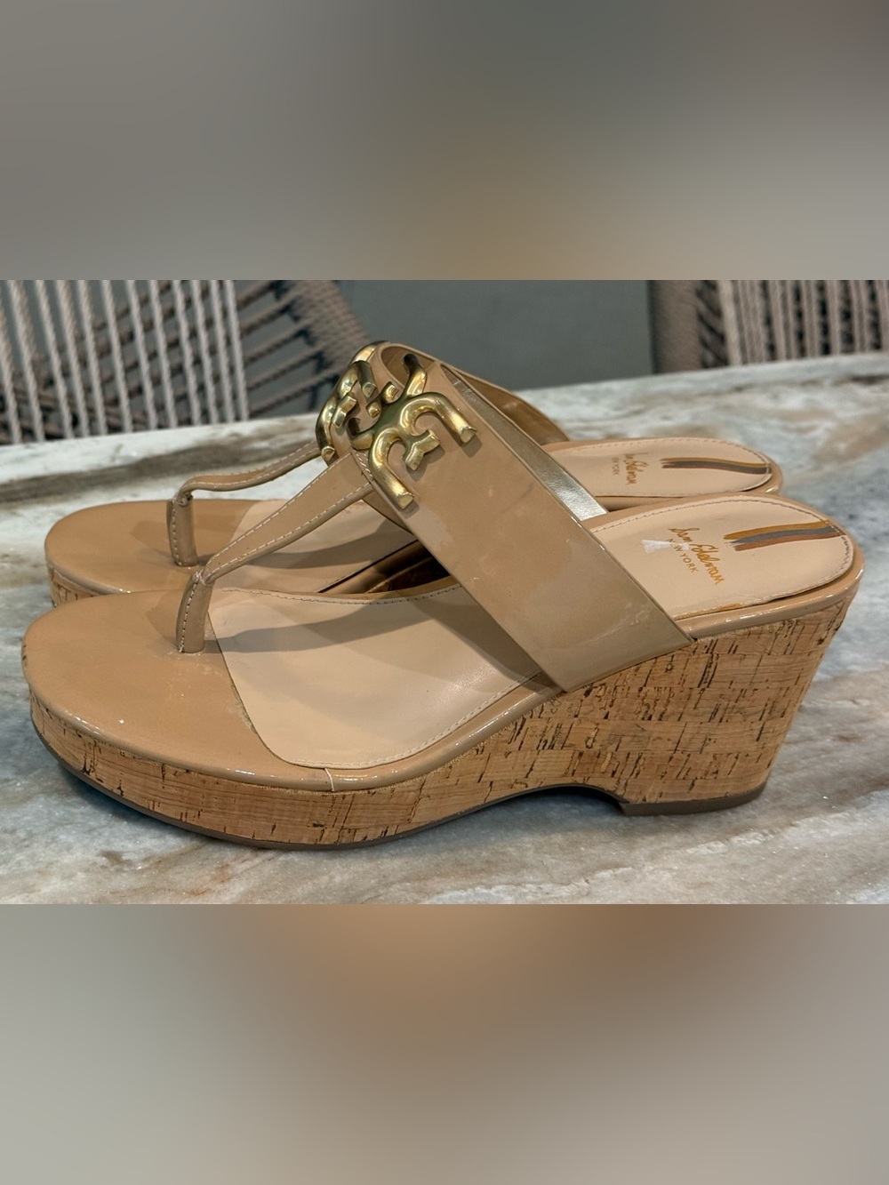 Women’s SAM EDELMAN Yardlie Emblem platform wedge sandals- Size 8 - Picture 4 of 8